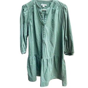Free Assembly Cotton Tiered Corduroy Swing Dress Puff Sleeves
